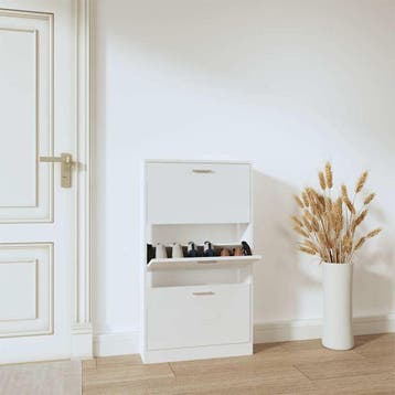 vidaXL Schoenenkast 59x17x108 cm bewerkt hout hoogglans wit, Verzenden, Nieuw