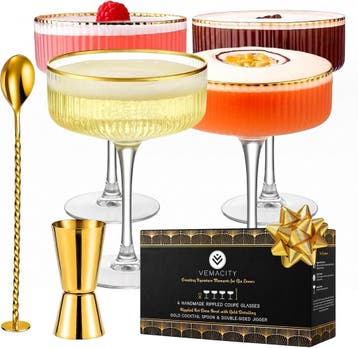 Luxe Cocktailglazen Set 4st | 34% Korting | Nieuwstaat, Huis en Inrichting, Glas of Glazen, Ophalen of Verzenden, Overige stijlen