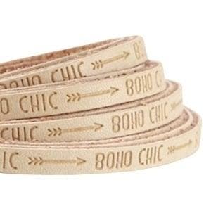 20 cm Plat imi leer 5mm met quote - Boho chic - Camel bro..., Ophalen of Verzenden, Nieuw, Draad