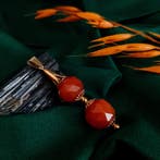 Vintage gouden hanger met carneool stenen (Hanger of bedel), Ophalen of Verzenden, Gebruikt, Goud, Overige merken