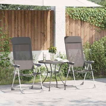 vidaXL Campingstoelen 2 st inklapbaar aluminium grijs, Caravans en Kamperen, Kampeermeubelen, Verzenden, Nieuw