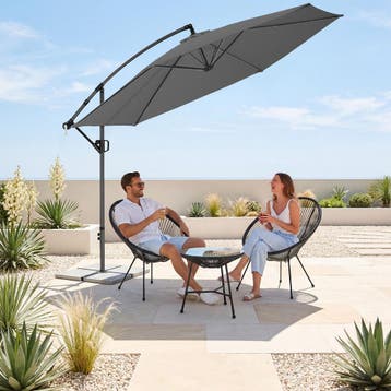 Parasol Artemis, 360° draaibaar, 3,5 x 3,5 m - grijs, Verzenden, Nieuw