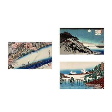 Set of 3 Famous Ukiyo-e Woodblock Prints - Utagawa Hiroshige, Antiek en Kunst