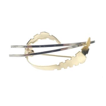 Bicolor gouden fantasie broche, Ophalen of Verzenden, Gebruikt, Overige kleuren, Goud