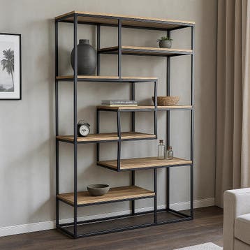 Vakkenkast Mangohout Bowi 120 cm, Huis en Inrichting, Kasten | Boekenkasten, Verzenden, Nieuw, Overige houtsoorten, Industriële meubels