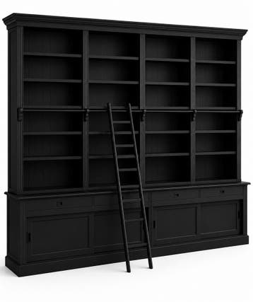 Boekenkast Putten zwart 360 x 260cm met trap, Huis en Inrichting, Ophalen of Verzenden, Nieuw