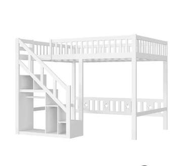 Houten kinderbed 90x200 cm met opbergtrap en valbeveiliging, Verzenden, Nieuw