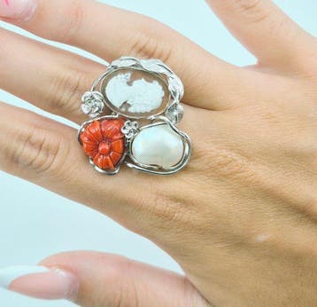 Koraal - Zilver - Ring - CORALLO MEDITERRANEO
