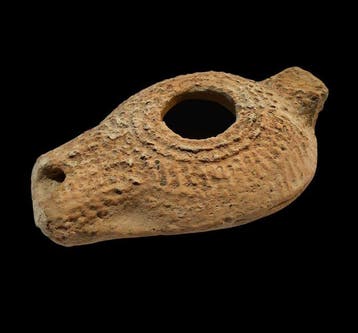 Laat-Romeins / Vroeg-Byzantijns Terracotta olielamp - 105 mm, Antiek en Kunst