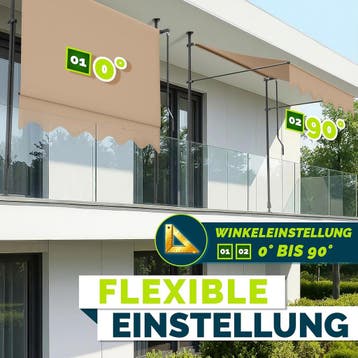 Klemluifel - Balkon luifel - Verticale luifel - 300 cm - Tau, Tuin en Terras, Zonneschermen, Verzenden, Zo goed als nieuw