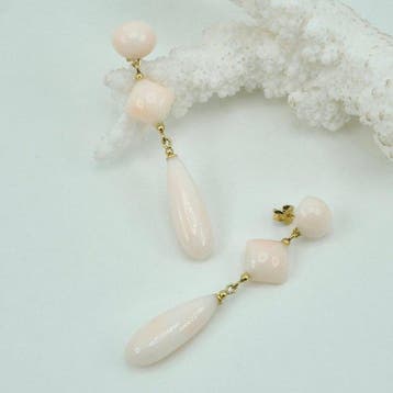 Koraal - Zilver, Verguld - Oorbellen - Roze koraal, Nieuw
