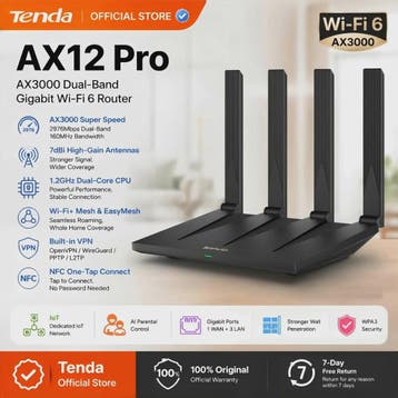 Tenda AX12 Pro AX3000 WiFi 6 Router: Supersnel Internet met, Verzenden, Nieuw
