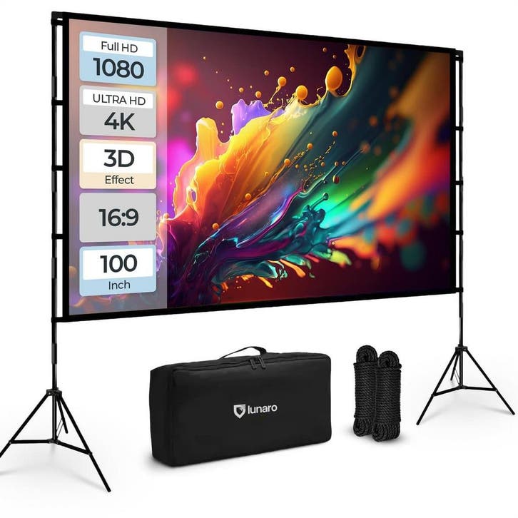 Lunaro Projectiescherm met Statief 100 inch –, Audio, Tv en Foto, Overige Audio, Tv en Foto, Zo goed als nieuw, Ophalen of Verzenden
