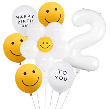 Ballon set Happy Second Birthday Smiley Face, Verzenden, Nieuw, Versiering, Verjaardag