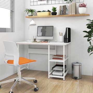 vidaXL Computerbureau 105x50x72 cm MDF en metaal wit, Verzenden, Nieuw