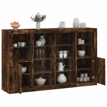 vidaXL Dressoirs met LED-verlichting 3 st bewerkt hout, Minder dan 50 cm, Verzenden, Nieuw, Overige houtsoorten