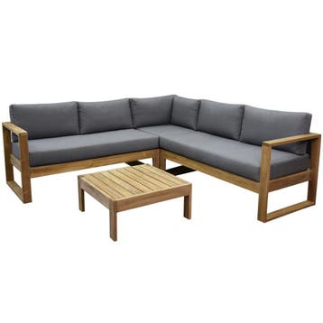 Dubai hoek loungeset 4 delig teak, Ophalen of Verzenden, Nieuw, Teakhout