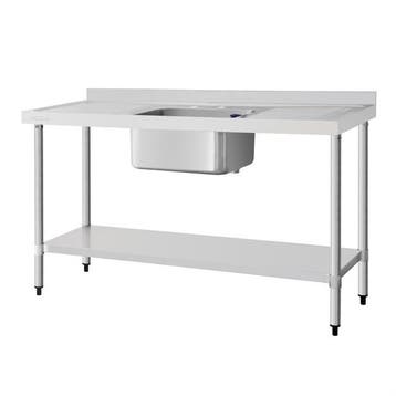 RVS spoeltafel enkele spoelbak afdruiprek links en rechts..., Verzenden, Nieuw in verpakking