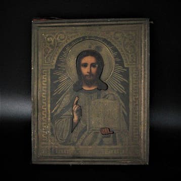 Icoon - Christus Pantokrator - Tempera, Hout