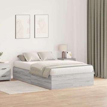vidaXL Opbergbedframe Grijs Sonoma 120 x 200 cm Bewerkt hout, Verzenden, Nieuw, Twijfelaar, Grijs