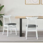 vidaXL Eettafelstoelen 2 pcs Wit 42 x 47.5 x 81 cm Massief, Verzenden, Nieuw, Wit