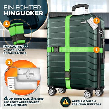 Kofferset - 4 delig - Trolley - Reiskoffer set - Groen - Til, Sieraden, Tassen en Uiterlijk, Koffers, Verzenden, Zo goed als nieuw