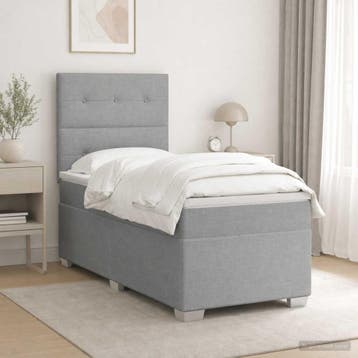 vidaXL Boxspringbed met matras Lichtgrijs 100 x 200 cm Stof, Verzenden, Nieuw, Eenpersoons