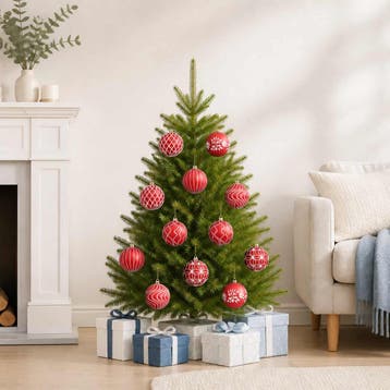 vidaXL Kerstbalset XL 12 st Rood en Wit 10 cm Polystyreen, Verzenden, Nieuw