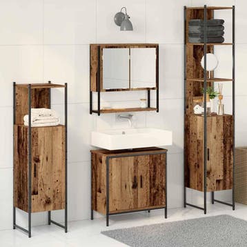 vidaXL Badkamermeubelset 4 st Bruin 33 x 33 x 185,5 cm, Verzenden, Nieuw, Overige typen
