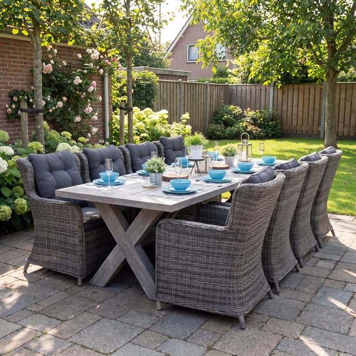 Norwich-Delano Tuinset 8 Personen - Acacia / Kobo Grey, Tuin en Terras, Tuinsets en Loungesets, Nieuw, Verzenden