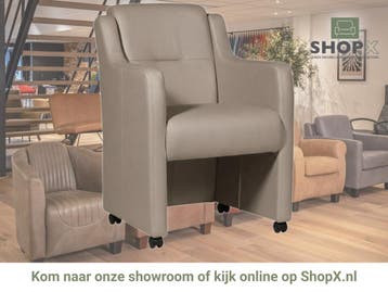 Leren eetkamerstoel Mass - Toledo Khaki (taupe/bruin) - Met, Eigentijds, Modern, Bruin, Nieuw, Leer
