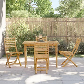vidaXL 5-delige Tuinset bamboe, Tuin en Terras, Verzenden, Nieuw, Hout, Tuinset