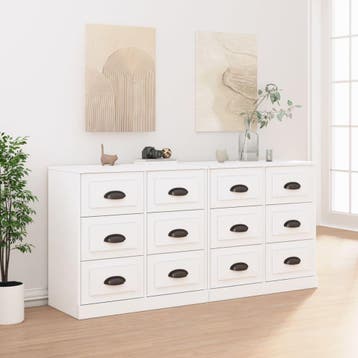 vidaXL Dressoirs 2 st bewerkt hout wit, Verzenden, Nieuw, Overige houtsoorten
