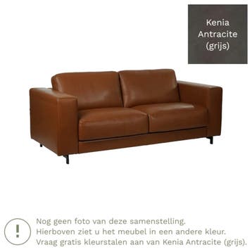 Leren bank Clear - 2,5 zits - Kenia Antracite (grijs) -, Bohemian, Eigentijds, Modern, Retro, Vintage, Nieuw, Ophalen of Verzenden