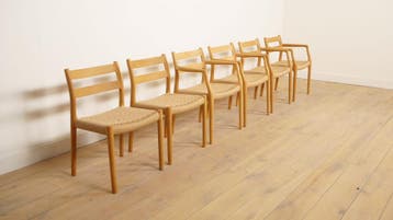6 x Eetkamerstoelen | Niels Otto Møller | Model 84 &amp; 67, Huis en Inrichting, Stoelen, Ophalen of Verzenden, Nieuw