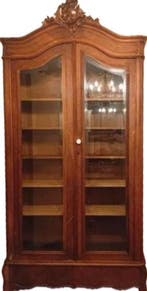 demontabele antiek mahonie kuifkast met geslepen glas, 245H