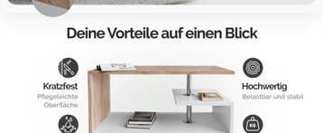 Salontafel Orlando Wit/Eik 95x55x50cm (Meubelen, Interieur), Huis en Inrichting, Complete inboedels, Verzenden