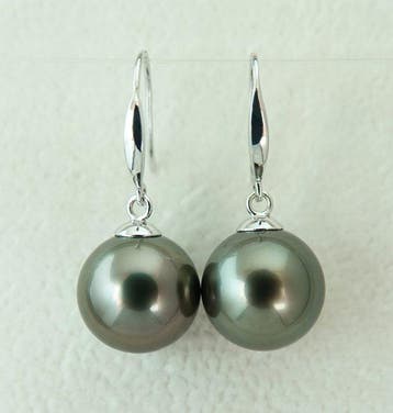Oorbellen - 18 kt. witgoud - Rikitea Pearl - zeegroen -, Nieuw