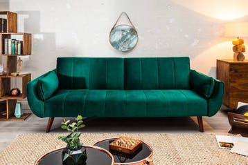 Retro slaapbank DIVANI 220cm smaragdgroen fluweel 3-zitsbank, Ophalen of Verzenden, Nieuw