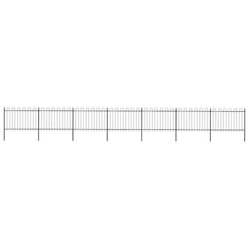 vidaXL Tuinhek met ringtop staal 1172x120 cm zwart, Verzenden, Nieuw, IJzer, 1 tot 2 meter