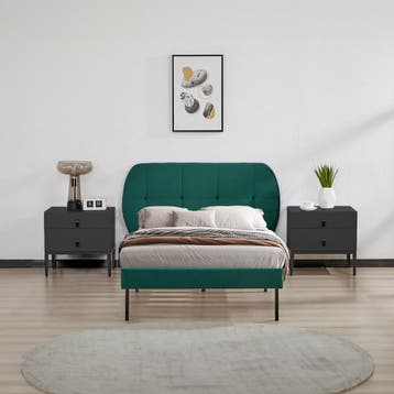 Gestoffeerd bed Porvoo met bedbodem 90x200 cm donkergroen [e, Verzenden, Nieuw
