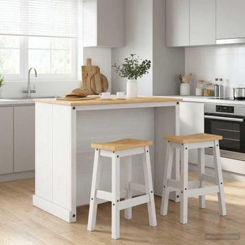 vidaXL Keuken Eiland Set 3 st Wit en Honing Was 112 x 77 x, Huis en Inrichting, Keuken | Keukenelementen, Verzenden, Nieuw, Wit