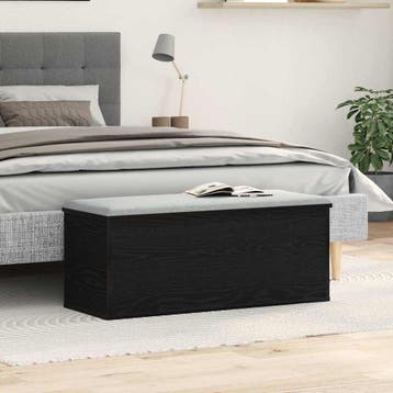 vidaXL Opslagdoos Zwart Eiken 90 x 35 x 35 cm Bewerkt hout, Huis en Inrichting, Verzenden, Nieuw