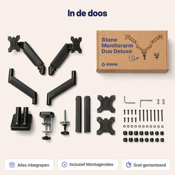Stane Monitor Arm 2 Schermen met Gasveer – Dubbele, Computers en Software, Ophalen of Verzenden, Zo goed als nieuw, STANE