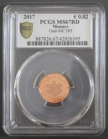 2 Cents Monaco Km 189 2 Cent 2017 Wappen Pcgs Ms67rd, Verzenden