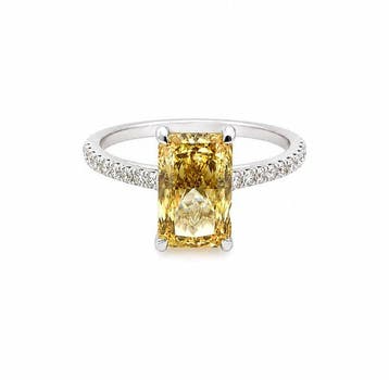 Ring - 18 karaat Witgoud - 2.23ct. tw. Geel Diamant (Fancy, Sieraden, Tassen en Uiterlijk, Ringen, Nieuw