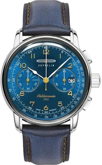 Zeppelin 9670-3 Méditerranée chronograaf heren horloge, Overige merken, Staal, Verzenden, Polshorloge