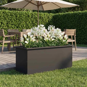 vidaXL Plantenbak met led Zwart 40 x 100 x 40 cm Staal, 100 cm of meer, Verzenden, Nieuw, Metaal
