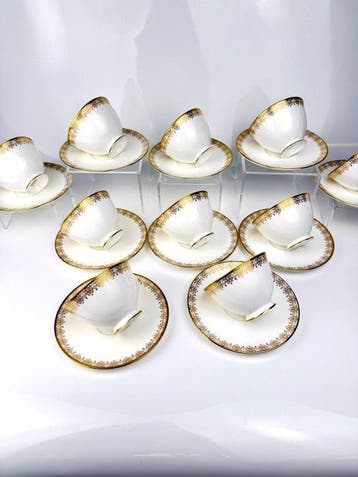 Royal Doulton - Theeservies (20) - Been - Gouden kant /, Antiek en Kunst