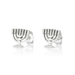 Oorbellen, studs zilver met een Menorah, Nieuw